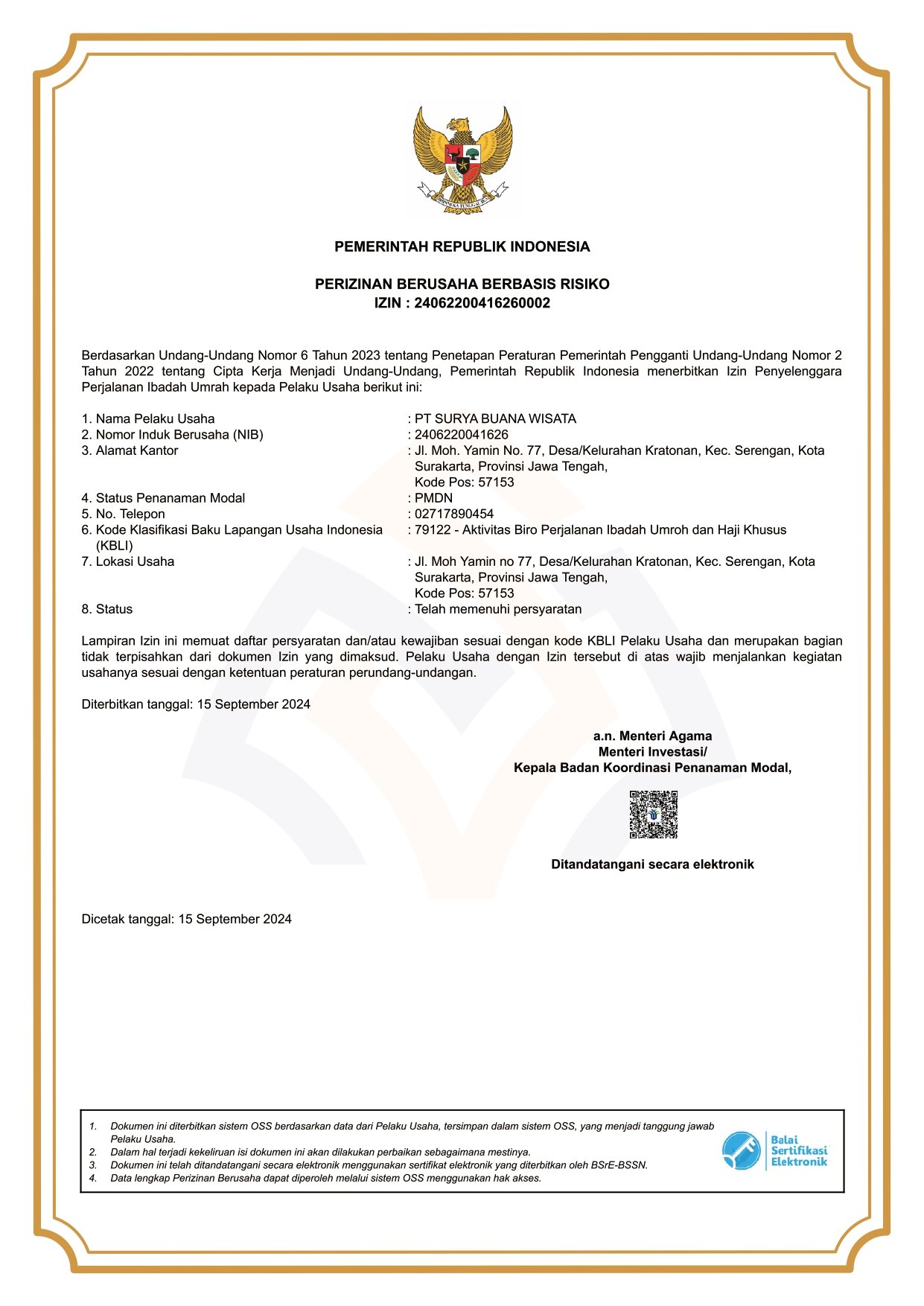 Izin Resmi PPIU Kemenag